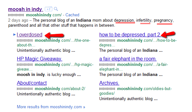 When you search for Moosh In Indy you see what she has overcome, depression, IVF, Infertility