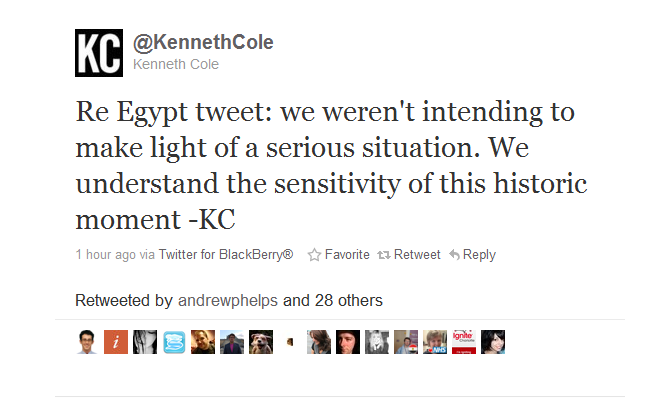 Anemic kenneth cole apology