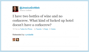 Corkscrew tweet Jessica Gottlieb