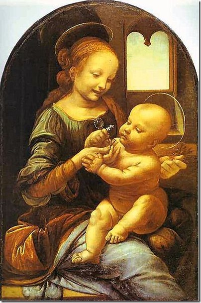 Madonna and baby jesus with a halo